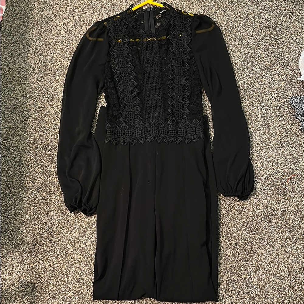 Frances Valentine Black Sheath Jumpsuit with Bishop Sleeves